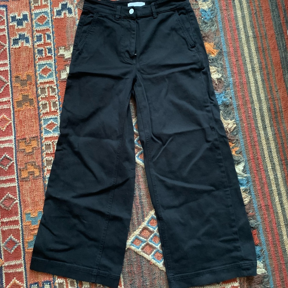 Used Everlane Wide Leg Crop Pants Sz 4 Black